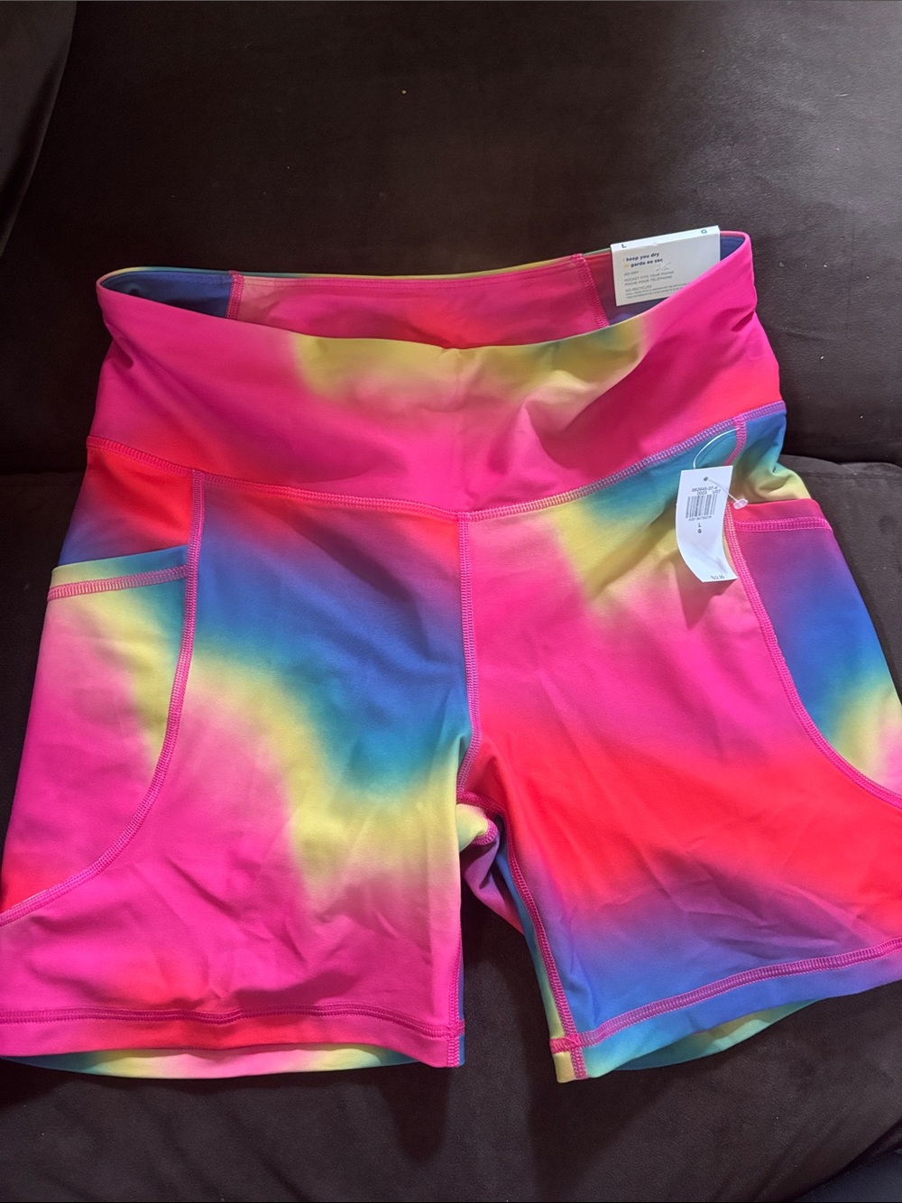 Old Navy Women's High-Waist Tie-Dye Bike Shorts - Pink Multi